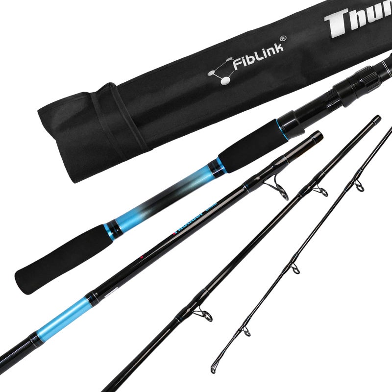 Fiblink 4-Piece 7-Feet Carbon Fiber Boat Fishing Rod Spinning Travel Portable Rod Tournament Fishing Pole for Fresh & Saltwater(Spinning-Blue-MH) - Image 1
